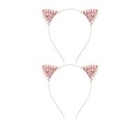 GANAZONO 2pcs Cat Ears Headband, Kitten Ears Hairband with Crystal, Metal, Lightweight, Comfortable, Non-slip, Party Hair Accessory for Women, the Go