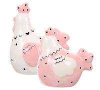 GANAZONO 2pcs Ceramic Salt and Pepper Shaker Set Pink Small Chicken Kitchen | Creative Embossed Design, Easy to Clean, Stores Seasonings Neatly, Convenient for Cooking Tasks