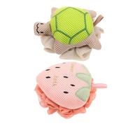 GANAZONO 2PCS Cute Loofah Pouf Ball with Turtle Strawberry Designs Mesh Body Scrubber for Gentle Exfoliation Bath Sponge for Fun Shower Portable Quick-Dry Reusable Shower Sponges for Dry