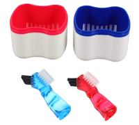 GANAZONO 2pcs Denture Care Kit Complete Cleaning Brush Set Case Soaking Cup for Artificial Teeth for Travel