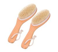 GANAZONO 2pcs Ergonomic Wooden Handle Back Brush Soft Bristle Exfoliating Spa Scrubber for Shower Bath for Daily Cleansing and Relaxation and Comfortable Grip for All Skin Types