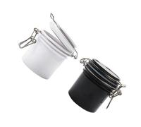 GANAZONO 2Pcs Eyelash Glue Storage Jars Large Capacity Sealed Containers for Adhesive Preservation Wear-resistant Material Black and White