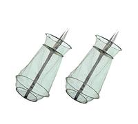 GANAZONO 2Pcs Fishing Traps Lightweight Mesh Fishing Nets for Crab Shrimp Minnows Portable Cage with Rope Design for Easy Suspension and Storage