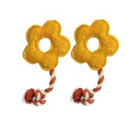 GANAZONO 2pcs Flower Shaped Loofah Pet Chewing Interactive Training Plaything for Dogs Cats Teeth Cleaning and Gum Massage Safe Bite-resistant Healthy Molars Random Color