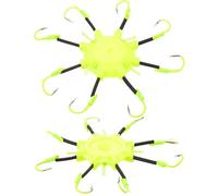 GANAZONO 2Pcs Fluorescent Squid Hooks Glow Dark Fishing Baits Durable Construction for Night Fishing Tackle High Pulling Force Secure Grip