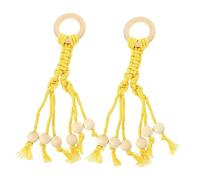 GANAZONO 2Pcs Handwoven Cotton Rope Banana Hanging Hooks Space Saving Vegetable Storage Decor for Kitchen Stylish Fruit Holder with Beads for Fresh Bananas and Unique