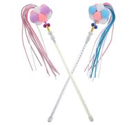 GANAZONO 2Pcs Interactive Cat Teaser Fun Wand for Indoor Cats Durable Material Engaging Kitten Accessory for Playtime Reduces Bad Biting Behavior Blue Purple Colors