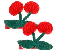 GANAZONO 2pcs Knitted Cherry Hair Clips Crochet Hair Accessories for Women Girls Cute Clips for Fine