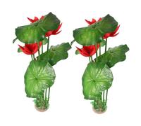 GANAZONO 2Pcs Lifelike Lotus Blossoms with Green Leaves for Fish Tank Decorations for Home and Office Aquatic Decor