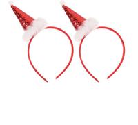 GANAZONO 2pcs Mini Red Santa Hat Headband for, Plush Christmas Headband Party Accessory, Decorative Sequin Christmas Headwear for and Adults