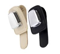 GANAZONO 2pcs Multi Function Car Visor Clip Sunglasses Holder Durable PU Bracket for Storage Sunshade Easy Installation for Glasses Sunglasses Black Beige