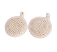 GANAZONO 2pcs Natural Exfoliating Bath Scrubber Cloth Set 8x8cm Loofah and Cotton-linen Shower Pads for Dead Skin Removal and Gentle Full Body Cleansing in Bathroom