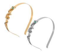 GANAZONO 2Pcs Non-Slip Snake Metal Headband Set, Thin Gold and Silver Serpent Hair Hoops for Women, Elegant Wavy Hair Accessories Suitable for Weddings, Proms, and Evening Events