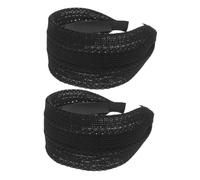 GANAZONO 2pcs Non-slip Wide Black Headbands for Women Large Breathable Mesh Fabric Sport Head Wraps Running Yoga Hair Accessories