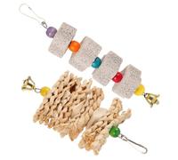 GANAZONO 2Pcs Parrot Bite Resistant Teeth Grinding Chewing Stones with Bell for Birds Durable Calcium Supplement for Healthy Beaks and Endless Fun