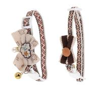 GANAZONO 2pcs Pet Bow Collar Bell for Cats Adjustable Knitted Breakaway Kitten Belt Decorative Holiday Cat Collar