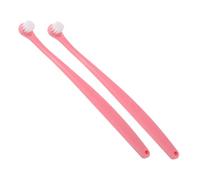 GANAZONO 2pcs Pet Toothbrush Kit with Soft Bristles Rounded Head for Gentle Dog and Cat Teeth Cleaning Oral Care Tool for Sensitive Gums Pink Design for Easy Replacement and Plaque Removal