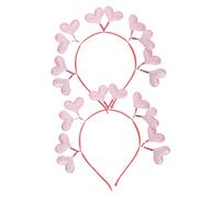 GANAZONO 2Pcs Pink Heart Shaped Headband Set for Valentine’S Day Party Hair Accessories, ’ Romantic Love Headband Ornament for Wedding and Festival Decor