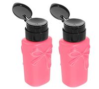 GANAZONO 2pcs Pump Nail Polish Remover Bottles Press down Dispenser for Liquid Storage Convenient Airtight Design to Reduce Waste Nail Polish Makeup Remover Pink Bow