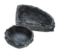 GANAZONO 2Pcs Reptile Food and Water Dish Durable Tortoise Water Bowl and Feeding Basin for Lizards Snakes and Turtles for Terrarium Habitats and Reptile Environments