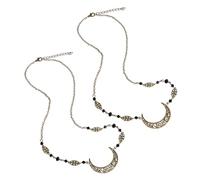 GANAZONO 2pcs Retro Crystal Beads Hair Accessories Bohemian Pendant Forehead Chain for Women Girls Wedding Hair Wear