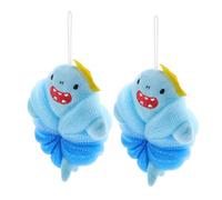 GANAZONO 2pcs Shower Sponge Cute Shark Design Soft Absorbent Exfoliating Bath Sponges for Childrens Bathtime Accessories Family Friendly Multipurpose Bath