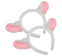 GANAZONO 2pcs Soft Lamb Fleece Ear Headband Cute Sheep Ears Hairband for Adults Elastic Cozy Fit Animal Cosplay Party Costume Accessory Hair Clips