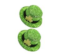GANAZONO 2pcs St Patrick's Day Top Hat Hair Clips Glitter Shamrock Hairpins Party Accessories Comfortable Headdress for Holiday Celebrations