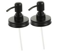 GANAZONO 2Pcs Stainless Steel Mason Jar Pump Lid Replacement with Sealing Ring Leak-resistant Dispenser Caps for Bathroom Shower Bottles Convenient Hollow Design for Toothbrush Drainage