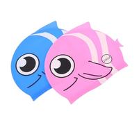 GANAZONO 2pcs Swim Caps Cartoon Fish Shape Silicone Swimming Hats for Boys Ear Protection Pool Accessories for Long Hair