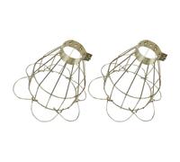 GANAZONO 2pcs Vintage Style Industrial Lamp Shade Guard with Explosion-Proof Iron Cage, Golden Finish, DIY Lampshade Frame for Bars and Restaurants