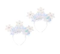 GANAZONO 2Pcs White Snowflake Headbands Xmas Hairbands Lovely Holiday Accessories for Christmas Party Winter Wonderland Costume Festive Photo Prop