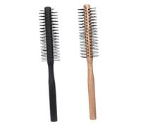 GANAZONO 2Pcs Wooden Round Hair Brush Durable Blow Drying Combs for Household Styling Roller Comb with Bristles for Effortless Curls and Waves