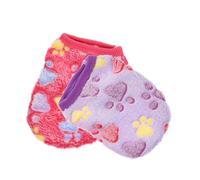 GANAZONO 2pcs Xxs Warm Rabbit Pet Clothing Set, Soft Fleece Dog Cosplay Clothes Lovely Purple and Rose Red Paw Prints, for Small Puppies and Toy Breeds