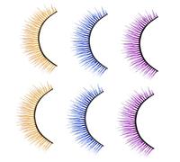GANAZONO 3 Pairs 3d Multi-layer Colorful False Eyelashes for Women Yellow Purple Blue Party Cosplay Performance Makeup