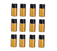 GANAZONO 30 Pcs Mini Amber Glass Vials with Black Textured Lids Refillable Bottles for Essential Oils Perfumes Chemistry Samples Portable Travel and Business Use