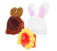 GANAZONO 3pcs Adjustable Pet Headwear for Small Dogs and Cats Reusable Bunny Ears Sunflower and Party Hats with Secure Straps for Holiday Celebrations Photo Sessions and Everyday Fun
