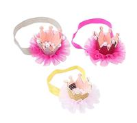 GANAZONO 3pcs Boy Girl Crown Mesh Headband Set Fashionable Rose Red Golden Silver Hair Accessories for Boy Girl for Showers Birthday Parties and Family Photos to Use