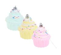 GANAZONO 3Pcs Candy Color Cupcake Ornaments Set, Christmas Tree Hanging Decorations, Lifelike Artificial Cupcakes for Holiday Party and Xmas Tree Decor