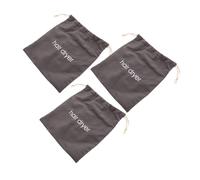 GANAZONO 3pcs Deep Gray Canvas Hair Dryer Drawstring Bags Portable Storage Pouches for Straightener Makeup Tools Brushes Travel Organizer for Hotel and Home Use