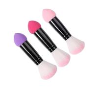 GANAZONO 3pcs Dual-ended Makeup Blush Brush Set Powder Blending Contour Brush for Women Rose Pink Purple for Liquid Cream Blush Application