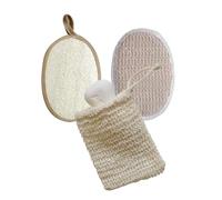 GANAZONO 3pcs Exfoliating Bath Towel Set Loofah Pads Shower Back Scrubber Lotion Applicator