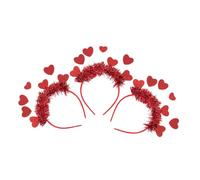 GANAZONO 3pcs Glitter Heart Headbands for Valentine's Day Comfortable Tinsel Heart Boppers Wedding Party Hair Accessories Durable Lightweight Design for Birthday Celebrations and Festive