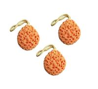 GANAZONO 3Pcs Natural Honeycomb Bath Sponge Soft Hydrophilic Exfoliating Shower Brush for for Adults Orange Color and Durable Design