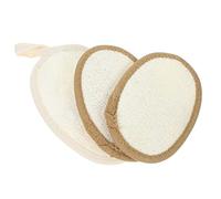 GANAZONO 3pcs Natural Loofah Bath Sponge Set 1 Beige 9x14cm 2 Coffee 12x8cm Exfoliating Body Scrubber for Shower for Men and Women