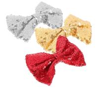 GANAZONO 3pcs Sequin Hair Bow Clips for Girls, Glitter Hair Barrettes, Red Gold Silver Sparkle Accessories for Boys and Girls’ Party and Performance