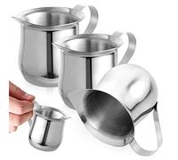 GANAZONO 3Pcs Stainless Steel Milk Frothing Pitcher 3Oz Small Coffee Milk Jug with Ergonomic Handle and Pointed Spout for Espresso Cappuccino Latte Art