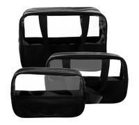 GANAZONO 3pcs Transparent Makeup Bag Set Travel Toiletry Organizer with Semitransparent Splicing Design Large Capacity Portable Cosmetic Pouch for Women
