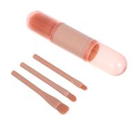 GANAZONO 4-in-1 Portable Makeup Brush Set for Women, Includes Blush, Powder, Eyeshadow, and Eyebrow Brushes with Protective Lid, Stackable Travel Organizer for On-the-go Cosmetics