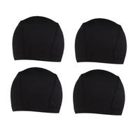 GANAZONO 4 Pcs Stretch Dome Wig Caps with Wide Elastic Bands Breathable Hairnets for Long Short Curly Hair High Elasticity Stocking Caps to Secure Natural Hair and Prevent Breakage